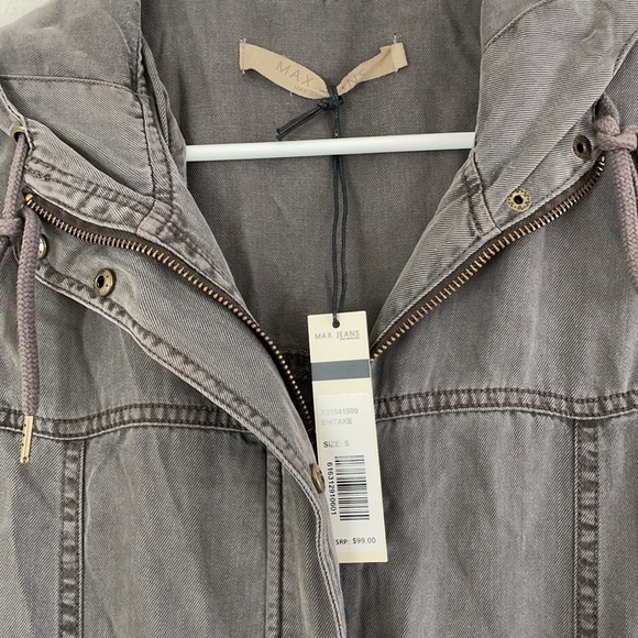 NWT Max Jeans Sleeveless Hooded Grey Utility Vest - Picture 7 of 10